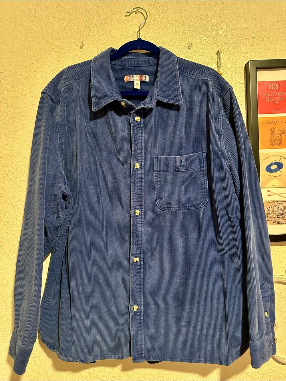 Urban Outfitters Men's Blue Corduroy Button-Up Shirt Jacket